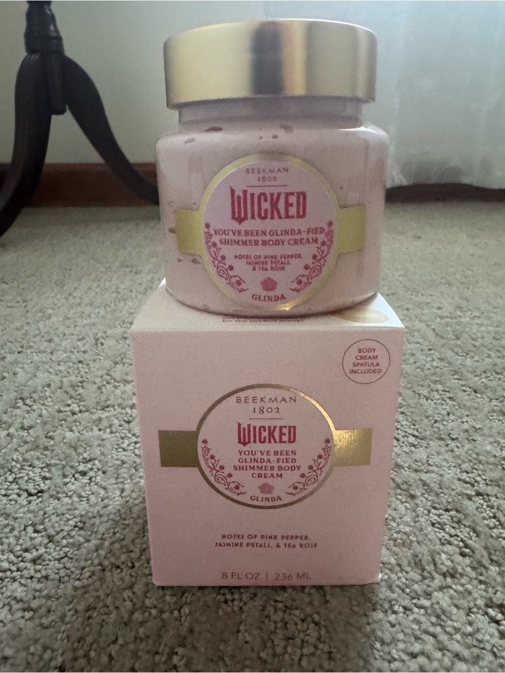 Beekman 1802 Wicked Glinda-Fied Shimmer Body Cream — Pink, Gold Lid